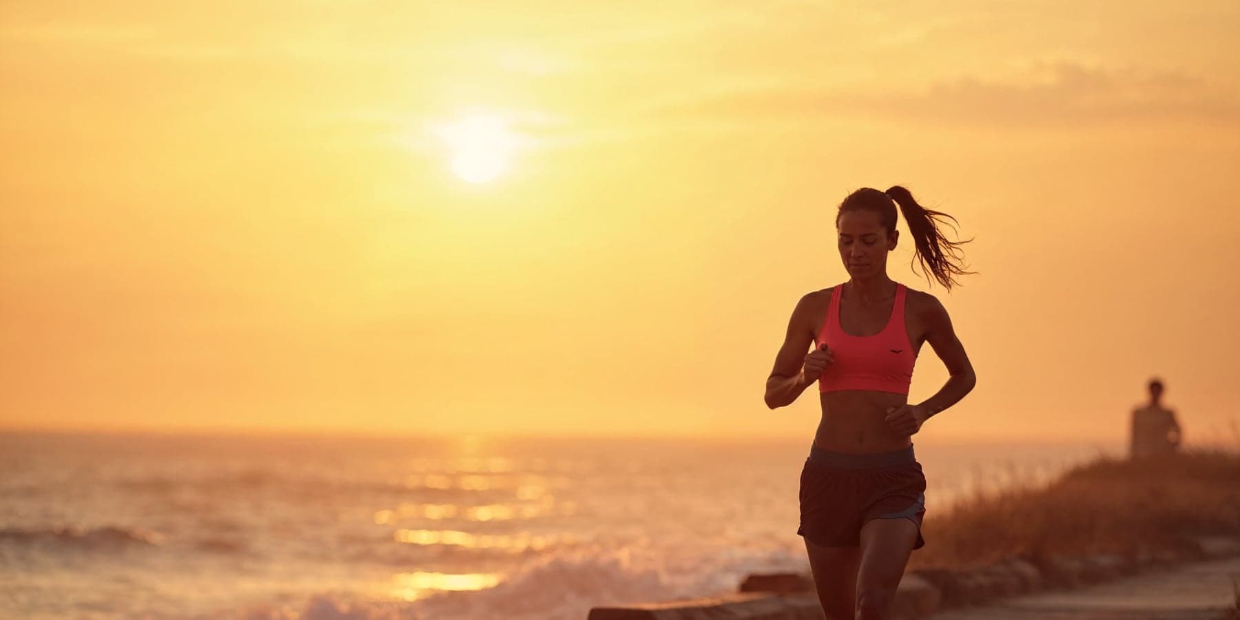 Runner on a treadmill in warm window light