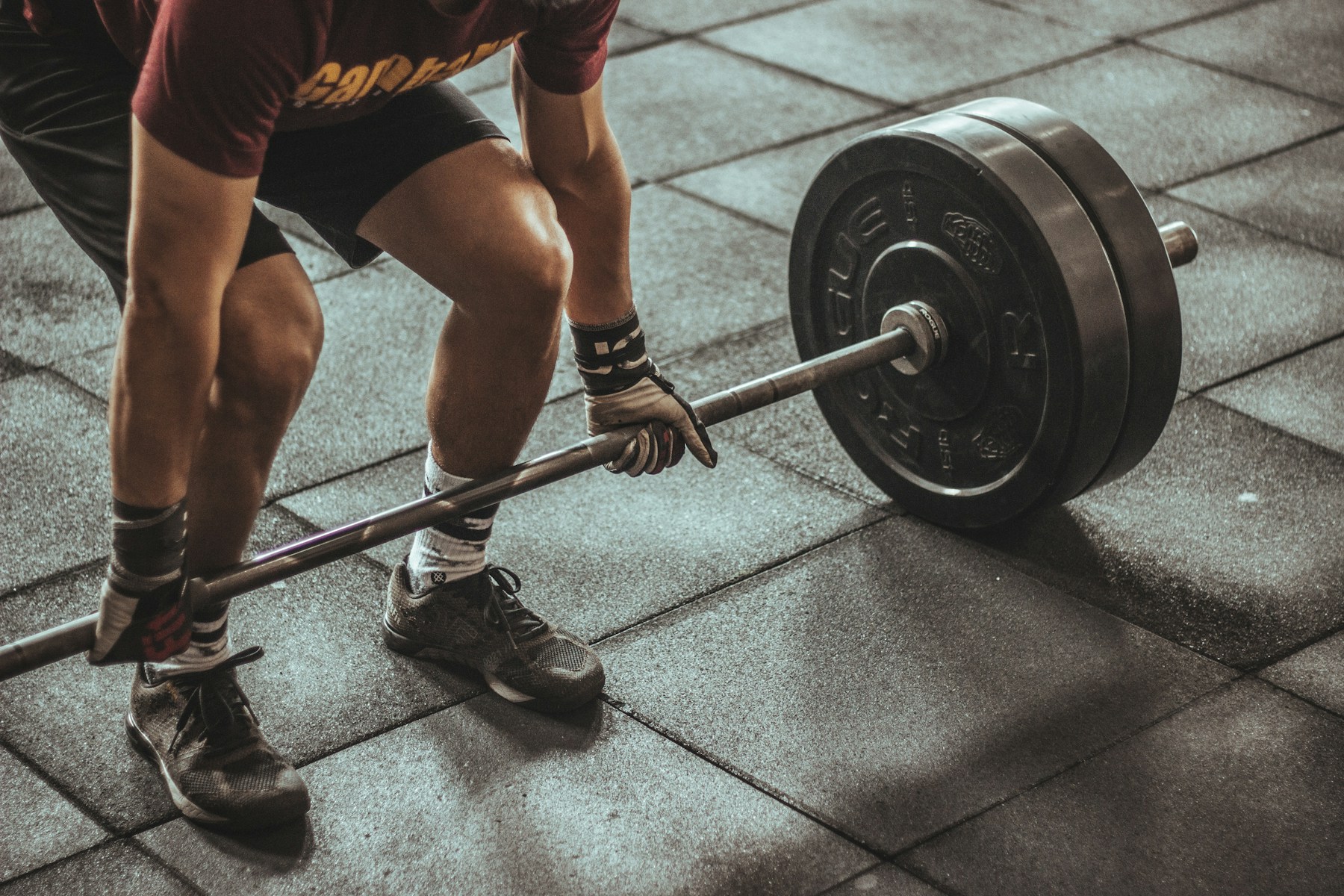 Athlete training in a gym